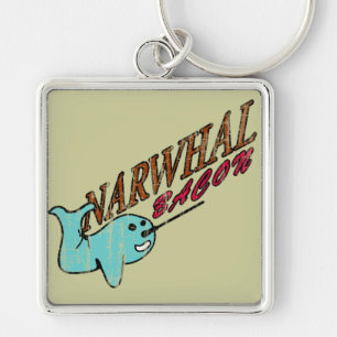Narwhal Speck-Retro Logo Schlüsselanhänger