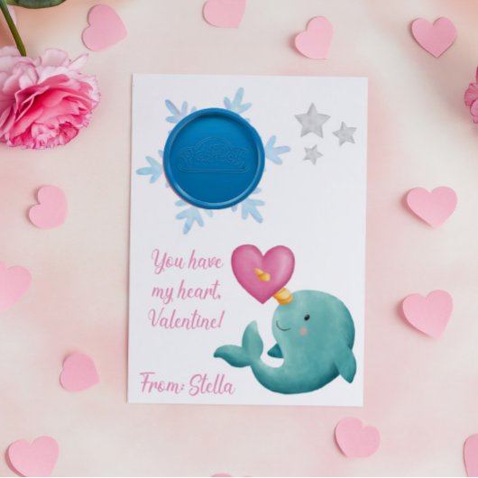 Narwhal-Spiel mit der Valentinenkarte Begleitkarte