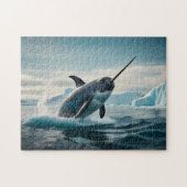 Narwhal springt aus arktischem Wasser Puzzle (Horizontal)