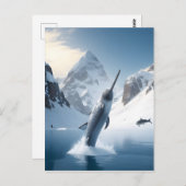 Narwhal springt aus dem See Postkarte (Vorne/Hinten)