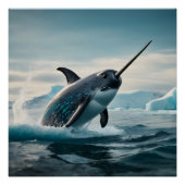 Narwhal springt aus dem Wasser Poster (Vorderseite)