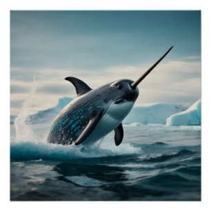 Narwhal springt aus dem Wasser Poster