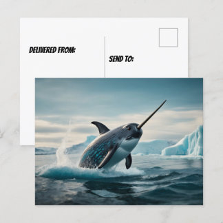Narwhal springt aus dem Wasser Postkarte