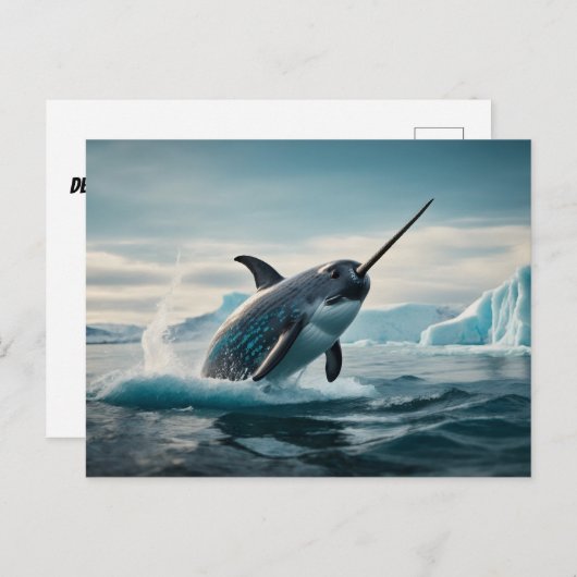 Narwhal springt aus dem Wasser Postkarte (Vorne/Hinten)