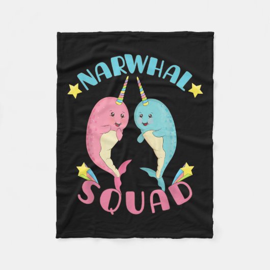 Narwhal Squad Niedlich Kawaii Narwhals Narwhale Fleecedecke (Vorderseite)