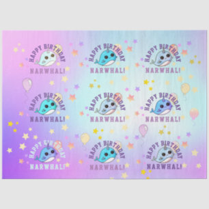 Narwhal Star Party Lila Blue Ombre Personalisiert Seidenpapier