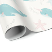 Narwhal & Starfish Muster Weiß Geschenkpapier (Rolleneckpunkt)