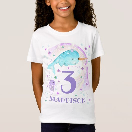 Narwhal T - Shirt Personalisiert Girl Narwhal T - (Vorderseite)