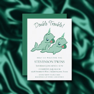 Narwhal Twins Niedliche Minze Chibi Cartoon Dusc Einladung