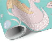Narwhal und Dragon Friends Aquamarin Personalisier Geschenkpapier (Rolleneckpunkt)