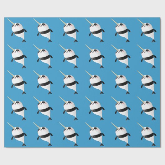 Narwhal und Panda in einem Geschenkpapier (Flach)