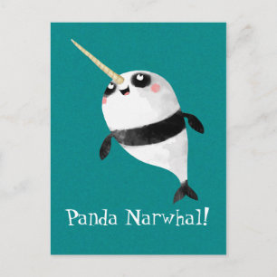 Narwhal und Panda in One Postkarte