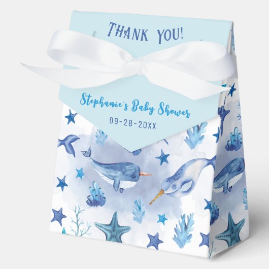Narwhal Under Sea Baby Shower Fevor Box Geschenkschachtel (Vorderseite)