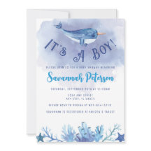 Narwhal under the Sea Baby Shower Einladung