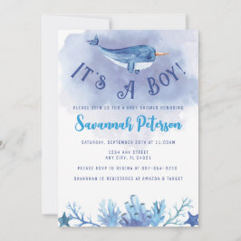 Narwhal under the Sea Baby Shower Einladung