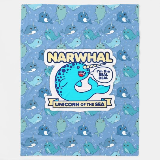 Narwhal Unicorn des Meeres Fleecedecke (Vorderseite)