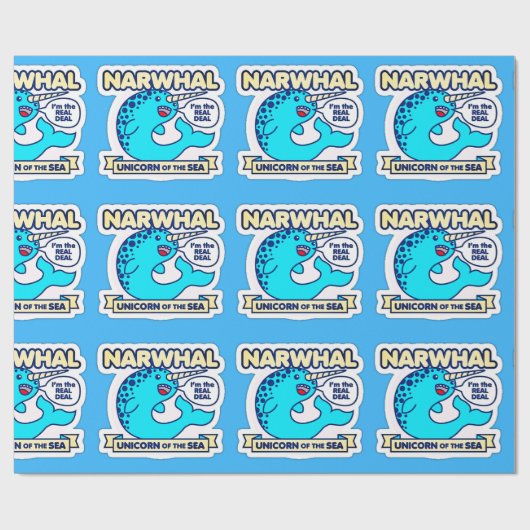 Narwhal Unicorn des Meeres Geschenkpapier (Flach)