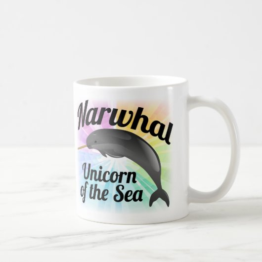 Narwhal Unicorn des Meeres, Niedlicher Regenbogen Kaffeetasse (Rechts)