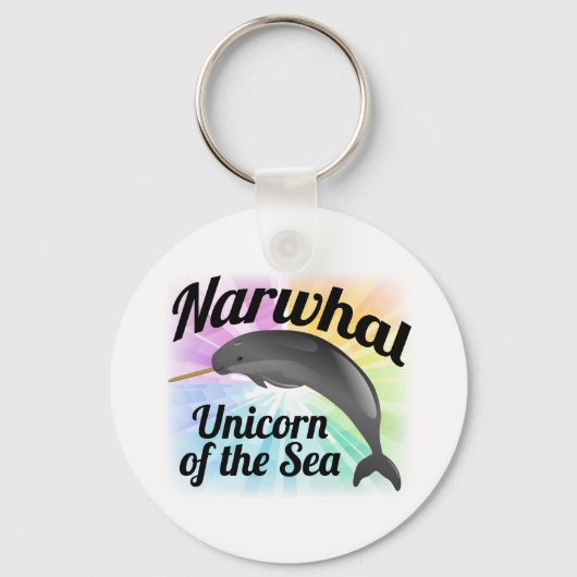 Narwhal Unicorn des Meeres, Niedlicher Regenbogen Schlüsselanhänger (Vorderseite)