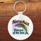 Narwhal Unicorn des Meeres, Niedlicher Regenbogen Schlüsselanhänger (Vorderseite)