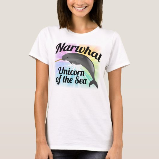 Narwhal Unicorn des Meeres, niedlicher Regenbogen T-Shirt (Vorderseite)