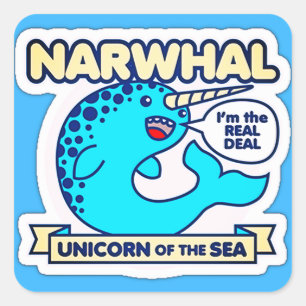 Narwhal Unicorn des Meeres Quadratischer Aufkleber