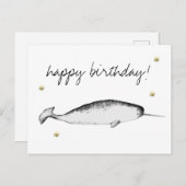 Narwhal Unicorn Illustration Whale Lover Birthday Postkarte (Vorne/Hinten)