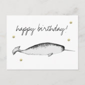 Narwhal Unicorn Illustration Whale Lover Birthday Postkarte (Vorderseite)