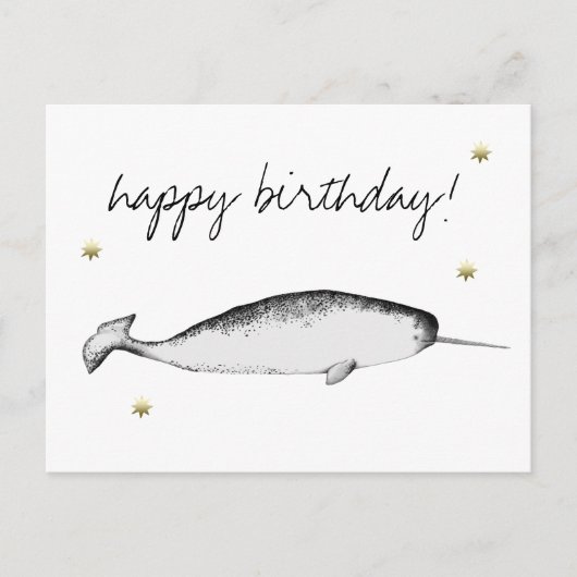 Narwhal Unicorn Illustration Whale Lover Birthday Postkarte (Vorderseite)