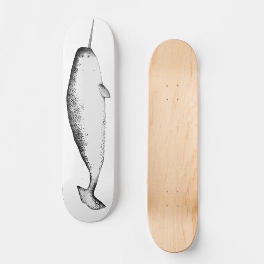 Narwhal Unicorn Magical Illustration Whale Art Skateboard (Vorderseite)