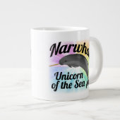 Narwhal Unicorn of the Sea, Niedlicher Regenbogen Jumbo-Tasse (Vorderseite Rechts)