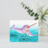 Narwhal Virtual Hug Regenbogen Vielen Dank Postkarte (Stehend Vorderseite)