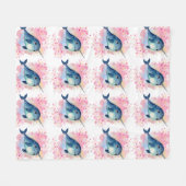Narwhal Wasserfarbe Blumenrosa Printwerbung Fleecedecke (Vorderseite (Horizontal))