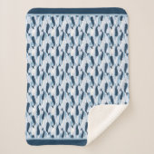Narwhal Waves Allover Print Blue Sherpadecke (Vorderseite)