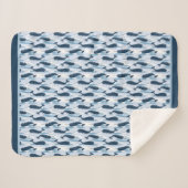Narwhal Waves Allover Print Blue Sherpadecke (Vorderseite (Horizontal))
