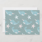 Narwhal Waves Sea Blue Boy Birthday Foto Einladung (Rückseite)