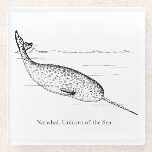 Narwhal Whale Einhorn des Meeres Glasuntersetzer (Vorderseite)