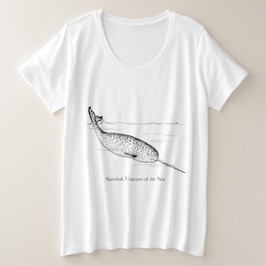 Narwhal Whale Einhorn des Meeres Große Größe T-Shirt (Design vorne)