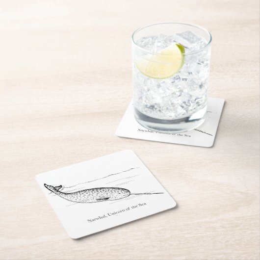 Narwhal Whale Einhorn des Meeres Rechteckiger Pappuntersetzer (Vor Ort)