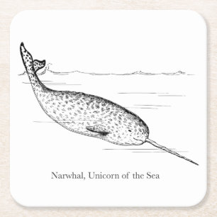 Narwhal Whale Einhorn des Meeres Rechteckiger Pappuntersetzer