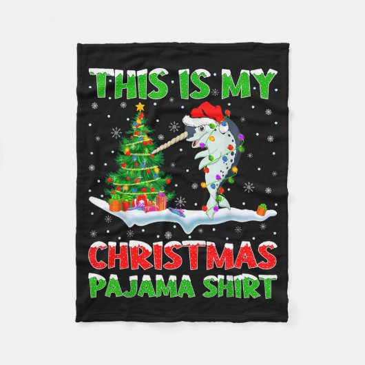 Narwhal Xmas Tree Lights This Is My Christmas Paja Fleecedecke (Vorderseite)