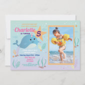 Narwhale Birthday Party Pool Beach Foto Narwhal Einladung (Vorderseite)