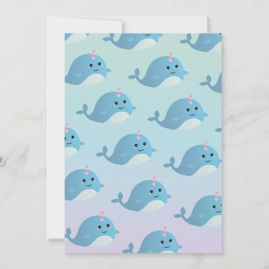 Narwhale Birthday Party Pool Beach Swim Narwhal Einladung (Rückseite)