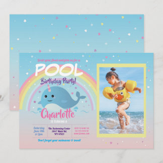 Narwhale Foto Pool Party Geburtstag Float Narwhal Einladung