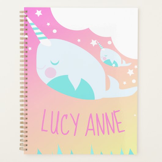 Narwhale Ombre Baby Shower Pastel Planer (Vorderseite)