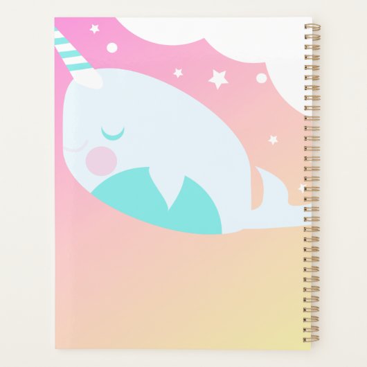 Narwhale Ombre Baby Shower Pastel Planer (Rückseite)