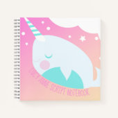 Narwhale Ombre Pastel Rainbow Handwriting Notizblock (Vorderseite)