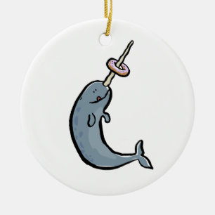 narwhale und Krapfen Keramikornament