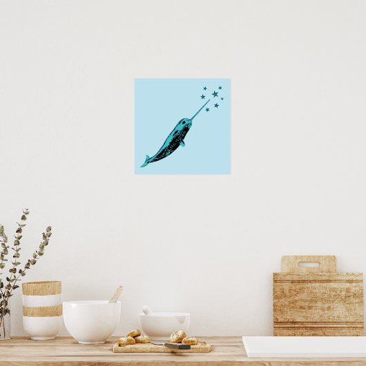 Narwhall Blue Wall Art Poster Print (Küche)