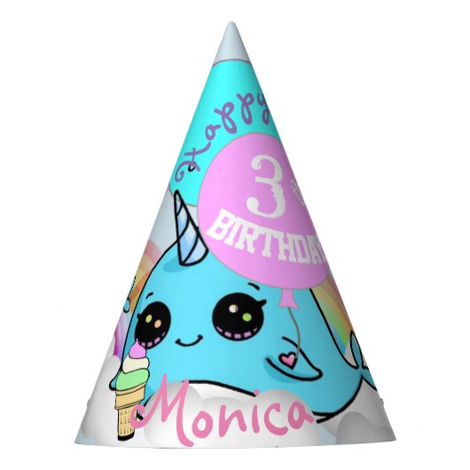 Narwhall und Meerjungfrau-Gastgeschenk-Hut Partyhütchen (Vorderseite)